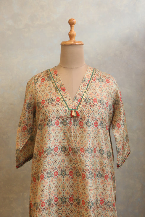Lightly Embellished Neck Tunic